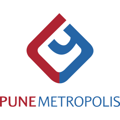 a logo with red and blue colors